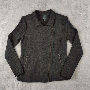 Paraphrase 100% Wool Full Zip Sweater Womens Medium Dark Gray‎ Layer